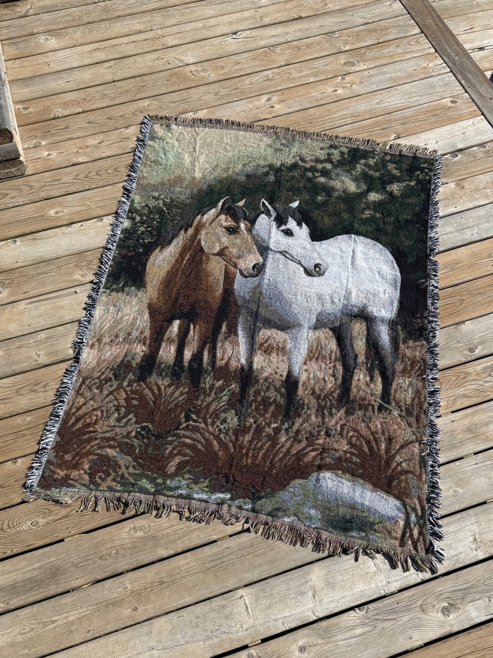 Horse Throw Blanket - Brown and White Horse Design